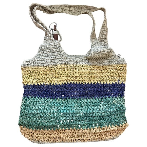 The Sak Multicolor  Raffia Crochet Tote Bag Zip Closure - Picture 3 of 12